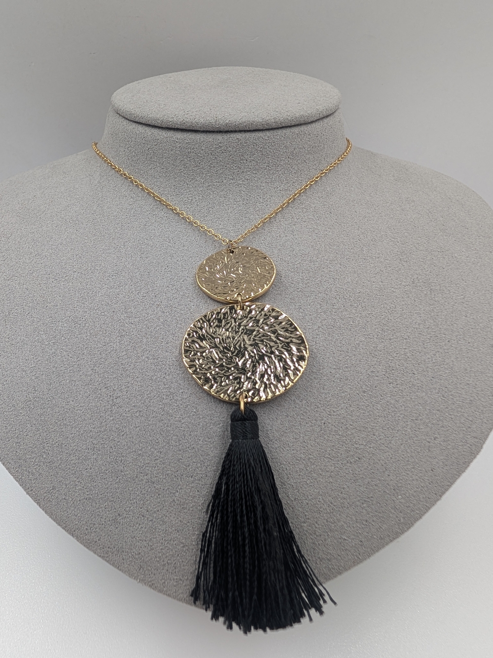 Gorjana Gold Double Disc Necklace with Black Tassel